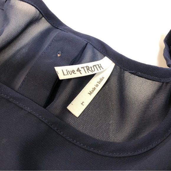 Live 4 Truth Sheer Navy Blouse/Top, Sz L - Picture 11 of 11